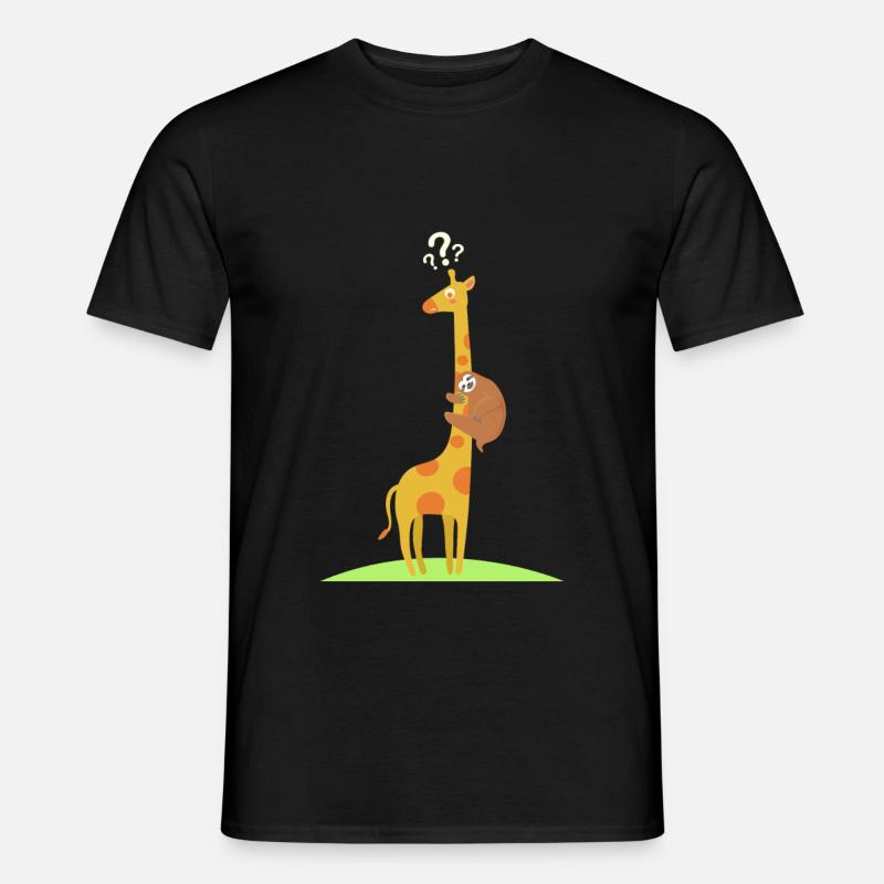 Faultier Giraffe Hängen Lustig Müde - Männer T-Shirt - Schwarz