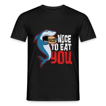Shark - Nice to eat you - Men's T-Shirt - black - Front - AI Model Male 178 light (178cm)