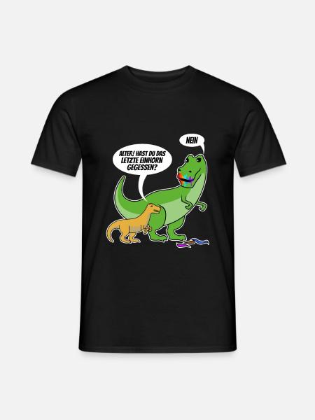 Dino letzte Einhorn gegessen spruch - Männer T-Shirt - Schwarz