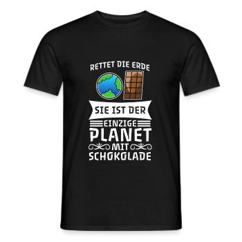Rettet die Erde einzige Planet mit Schokolade - Männer T-Shirt - Schwarz - Vorne - AI Model Male 178 light (178cm)