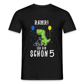 Ich bin schon 5 Dino - Männer T-Shirt - Schwarz - Vorne - AI Model Male 178 light (178cm)