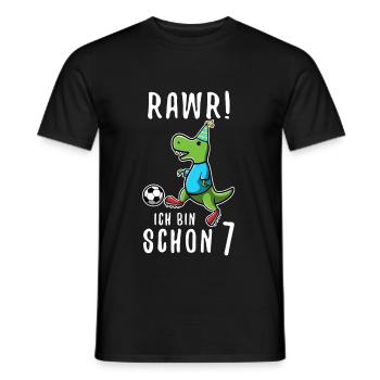 Ich bin schon 7 Dino - Männer T-Shirt - Schwarz - Vorne - AI Model Male 178 light (178cm)