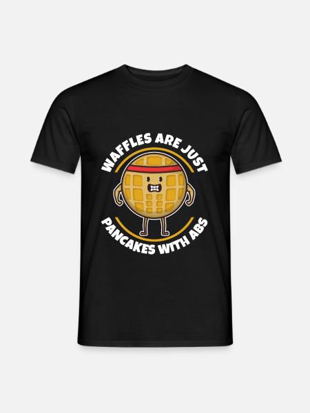 Waffles are just pancakes with abs - Männer T-Shirt - Schwarz