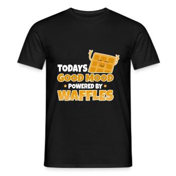 Powered by Waffles - Männer T-Shirt - Schwarz - Vorne - AI Model Male 178 light (178cm)