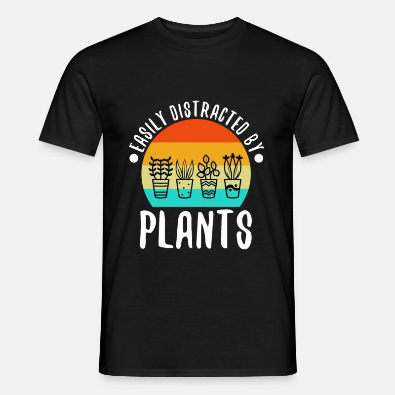 Easily distracted by plants - Männer T-Shirt - Schwarz
