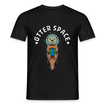 Otter space - Männer T-Shirt - Schwarz - Vorne - AI Model Male 178 light (178cm)