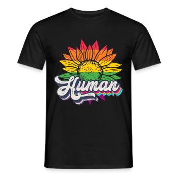 Human Sunflower Rainbow LGBTQ Pride Flag - Men's T-Shirt - black - Front - AI Model Male 178 light (178cm)
