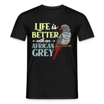 Afrikanischer Graupapagei Papagei Vogel Afrika - Männer T-Shirt - Schwarz - Vorne - AI Model Male 178 light (178cm)