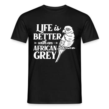 Afrikanischer Graupapagei Papagei Vogel Afrika - Männer T-Shirt - Schwarz - Vorne - AI Model Male 178 light (178cm)