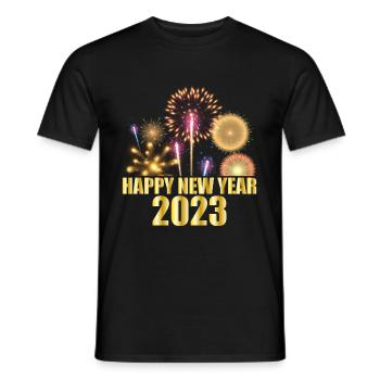 Bonne année 2023 - T-shirt homme - noir - Devant - AI Model Male 178 light (178cm)