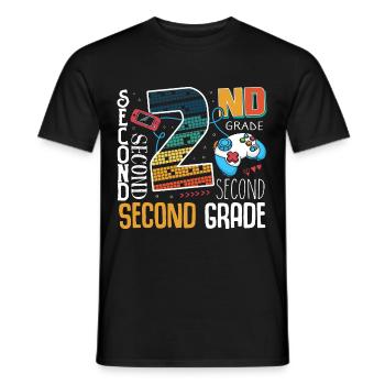 2nd Grade Gaming Schoolchild - Men's T-Shirt - black - Front - AI Model Male 178 light (178cm)
