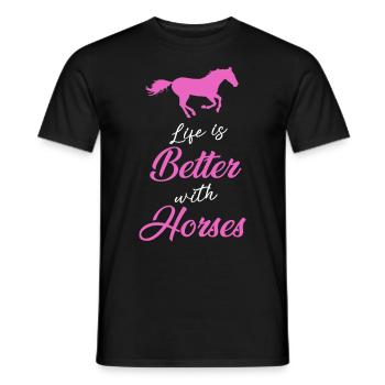 Cheval cheval d'équitation | conception - T-shirt homme - noir - Devant - AI Model Male 178 light (178cm)