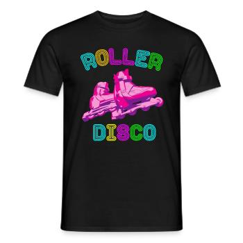 Roller Disco Roller Patins à roulettes Rétro 70s 80s - T-shirt homme - noir - Devant - AI Model Male 178 light (178cm)