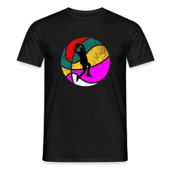 Cadeau de basket-ball vintage rétro des années 60 des années 70 - T-shirt homme - noir - Devant - AI Model Male 178 light (178cm)