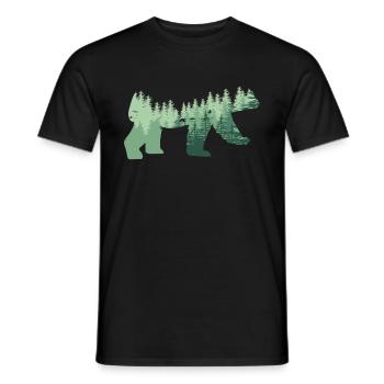 Tierdesign Bär Wald Bäume Tannen Natur Naturfreund - Männer T-Shirt - Schwarz - Vorne - AI Model Male 178 light (178cm)