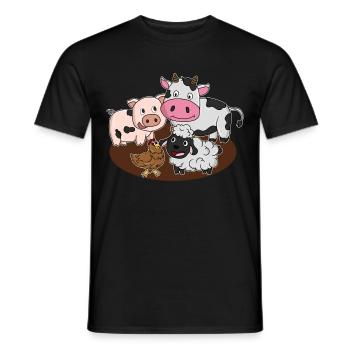 Animaux de ferme porc vache boeuf poulet moutons - T-shirt homme - noir - Devant - AI Model Male 178 light (178cm)