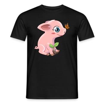 Cochon avec un papillon - T-shirt homme - noir - Devant - AI Model Male 178 light (178cm)