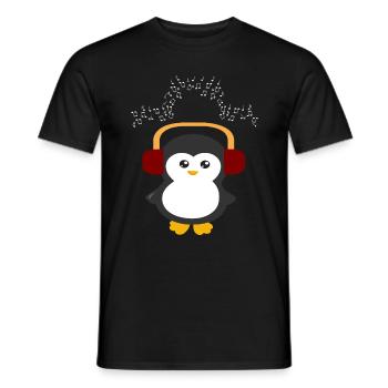 Lecteurs de musique de pingouin - T-shirt homme - noir - Devant - AI Model Male 178 light (178cm)