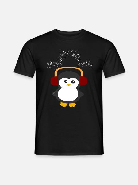 Penguin Music Headphone Gift - Men's T-Shirt - black