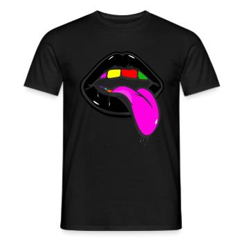 Black lips and rainbow teeth with tongue - Men's T-Shirt - black - Front - AI Model Male 178 light (178cm)