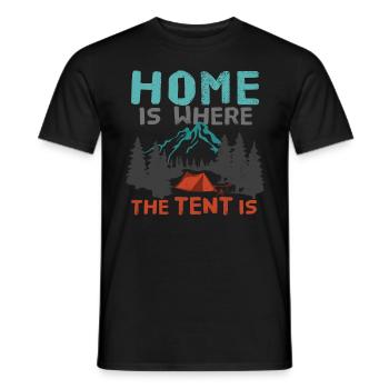 Wintercamping Zelten Camping Berge Wald Outdoor - Männer T-Shirt - Schwarz - Vorne - AI Model Male 178 light (178cm)