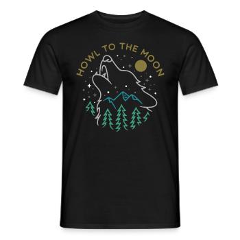 Camping with wolf in the forest nature gift - Men's T-Shirt - black - Front - AI Model Male 178 light (178cm)