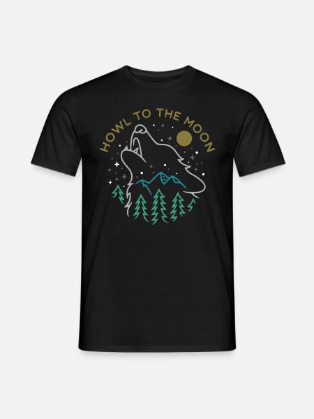 Camping mit Wolf im Wald Natur Geschenk - Männer T-Shirt - Schwarz
