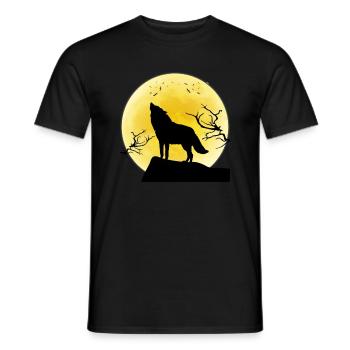Vollmond Wolf Geschenk - Männer T-Shirt - Schwarz - Vorne - AI Model Male 178 light (178cm)