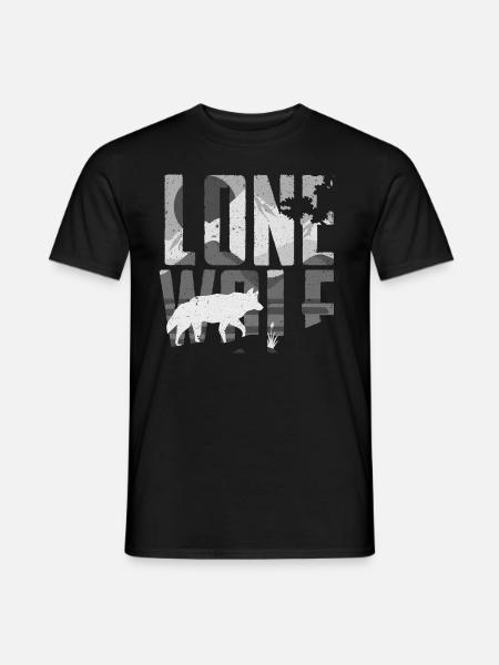 Lone Wolf Geschenk - Männer T-Shirt - Schwarz