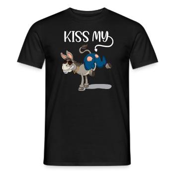 Kiss my Ass Esel Küss meinen Hintern - Männer T-Shirt - Schwarz - Vorne - AI Model Male 178 light (178cm)