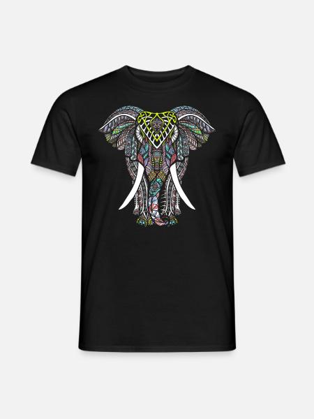Elephant Mandala Tribal Ganesha Chakra Yoga Tattoo - Men's T-Shirt - black