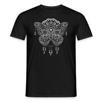 Papillon mandala capteur de rêves perles mandala - T-shirt homme - noir - Devant - AI Model Male 178 light (178cm)