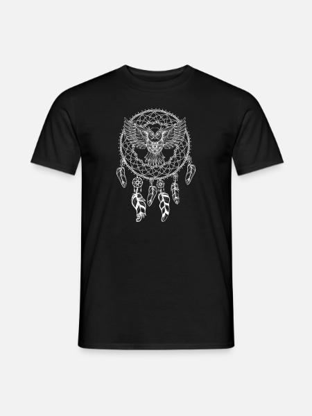 Traumfänger Dreamcatcher mit Eule Geschenk - Männer T-Shirt - Schwarz