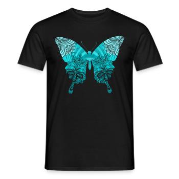 Blauer Mandala Schmetterling Butterfly - Männer T-Shirt - Schwarz - Vorne - AI Model Male 178 light (178cm)