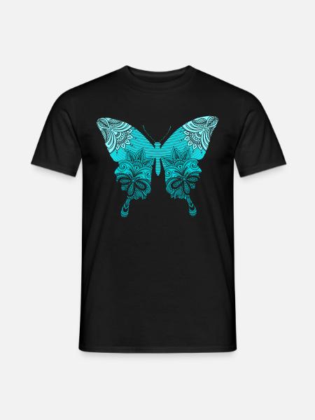 Blue Mandala Butterfly Butterfly - Men's T-Shirt - black