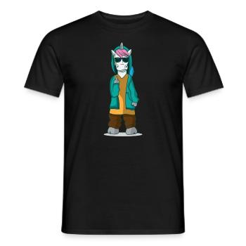 Mittelfinger Stinkefinger Einhorn Unicorn Geschenk - Männer T-Shirt - Schwarz - Vorne - AI Model Male 178 light (178cm)