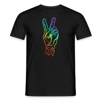 Peace Peace hand sign rainbow colors - Men's T-Shirt - black - Front - AI Model Male 178 light (178cm)