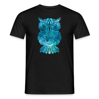 Blue Owl Night Owl Eagle Owl Mandala Tatto Gift - Men's T-Shirt - black - Front - AI Model Male 178 light (178cm)
