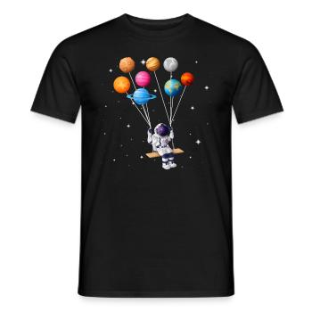 Astronaute planète swing système solaire soleil terre - T-shirt homme - noir - Devant - AI Model Male 178 light (178cm)