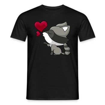Raton laveur mignon avec cadeau coeur et amour - T-shirt homme - noir - Devant - AI Model Male 178 light (178cm)