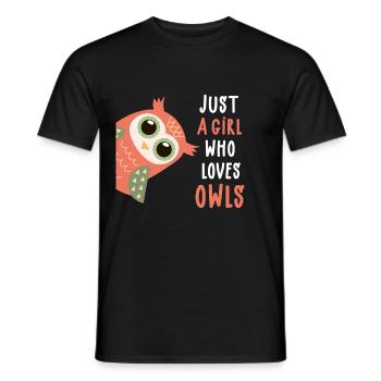 Just A Girl Who Loves Owls - girl owl saying - Men's T-Shirt - black - Front - AI Model Male 178 light (178cm)