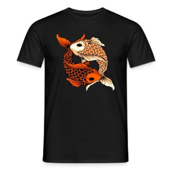 Yin Yang Koi Karpen Koi Teich Japan Fische Symbol - Männer T-Shirt - Schwarz - Vorne - AI Model Male 178 light (178cm)