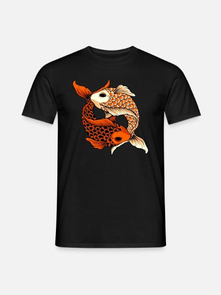 Icône Yin Yang Koi Karpen Koi Pond Japon Poisson - T-shirt homme - noir