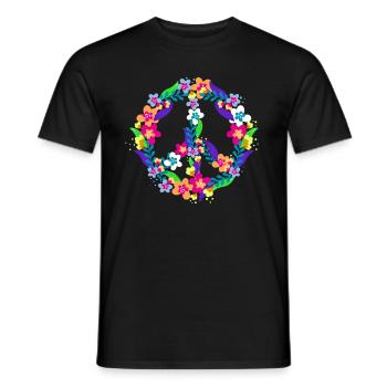 Peace Zeichen Hippie Symbol für Fieden Blüten - Männer T-Shirt - Schwarz - Vorne - AI Model Male 178 light (178cm)