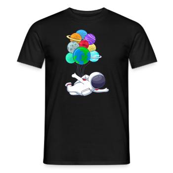 Cosmonaute astronaute sur la planète Ballon ballon - T-shirt homme - noir - Devant - AI Model Male 178 light (178cm)