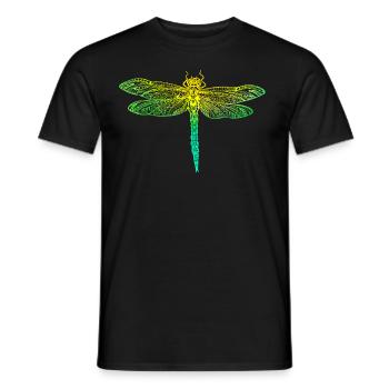 Filigree dragonfly realistic insect mandala - Men's T-Shirt - black - Front - AI Model Male 178 light (178cm)