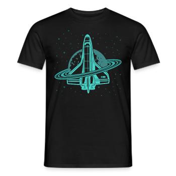 Space Shuttle Space Saturne Planète Lune Espace - T-shirt homme - noir - Devant - AI Model Male 178 light (178cm)