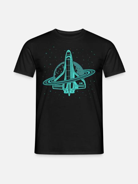 Space Shuttle Weltall Saturn Planet Mond Weltall - Männer T-Shirt - Schwarz