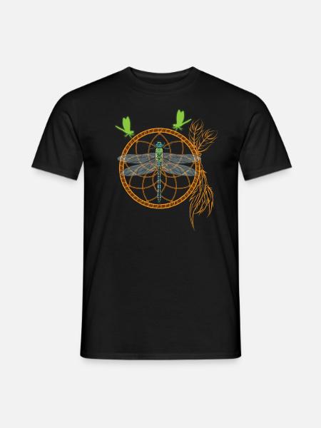 Capteur de rêves d'insectes avec chakra de yoga animal libellule - T-shirt homme - noir