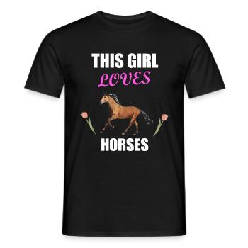 Cheval chevaux cheval disant jeune fille sport équestre - T-shirt homme - noir - Devant - AI Model Male 178 light (178cm)
